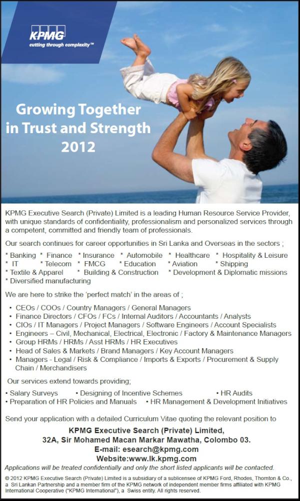 KPMG_ExecSearch's tweet image. Growing Together in Trust and Strength in 2012 - Send us your CV today!