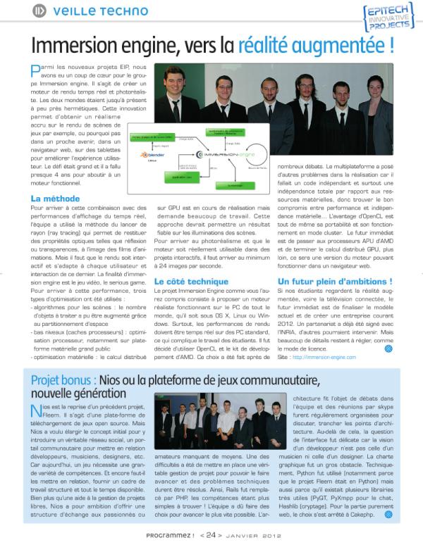 lefebv_l's tweet image. Immersion Engine is in the January edition of the french magazine #programmez, page 24.