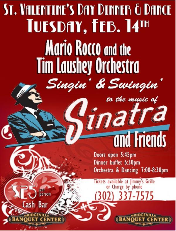 @DeweyBeachLife Tix are on sale <a href="/JimmysGrille/">Jimmy's Grille</a> Valentines Day Dinner & Show with songs from Frank Sinatra. 302.337.7575