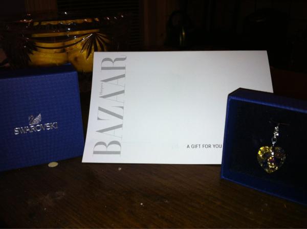 siritasavage's tweet image. I got a sweet gift from @harpersbazaar and @swarovski the cutest heart charm!  #loyalreader