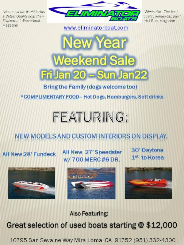 Eliminator_1969's tweet photo. New Year Weekend Sale Fri, Sat, Sun Jan 20-22. See Flyer for details. http://t.co/yVxI9bEU