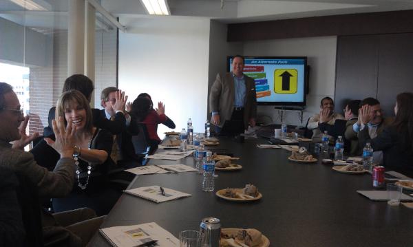 melanietc's tweet image. Fun &quot;partnering&quot; at @GrowMyRevenue &apos;s presentation, &quot;Let Them Sell You&quot;! Good times with Ian &amp; #cadredc!