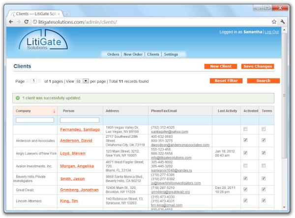 litigatesoft's tweet image. Additional screenshot of LitiGate Solutions upcoming release: Clients Management page of Admin Panel