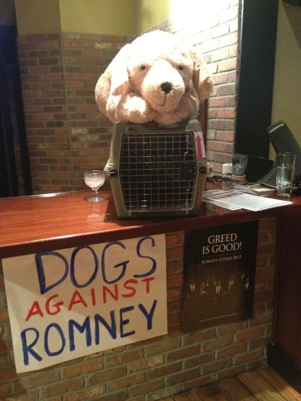 SCFwdProgress's tweet image. Dogs against Romney in the house (and out of the crate) at the SCFP primary party
