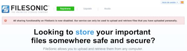 ximo_'s tweet image. Oh-Oh... Filesonic se raja... #megaupload #filesonic