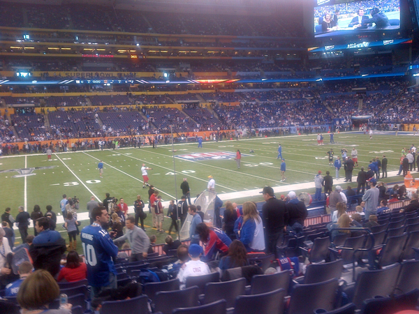 MaterialGirl's tweet photo. We're here! We've got good seats, can't wait to see #Madonna make history in a couple hours! #SuperBowl http://t.co/5StxrIq0