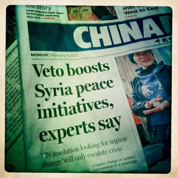 davidhogsholt's tweet photo. Not surprisingly, Chinese media say veto of Syria resolution was the best solution... http://t.co/GHW5mPk6