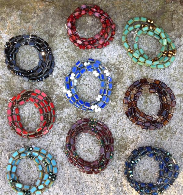 Adding 38' Trilogy wrap bracelet/necklace to website, finally! #TrilogyCollection #Jewelry #MadeInUSA #Martha'sVineyard