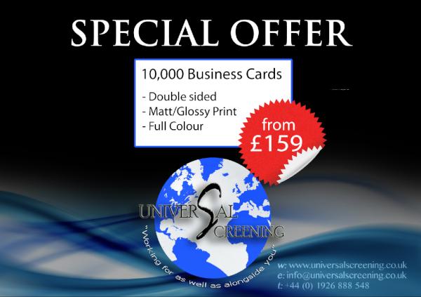 UniversalScreen's tweet image. YES THATS RIGHT 10,000 BUSINESS CARDS ONLY £159!!!!! CONTACT NOW INFO@UNIVERSALSCREENING.CO.UK OR 01926 888 548