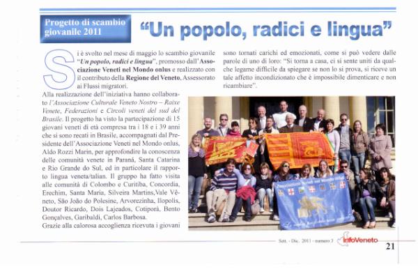 lapiavefainors's tweet photo. Progetto di scambio giovanile a Erechim. La Piave FAINORS x Veneti nel Mondo. Rivista InfoVeneto dicembre 2011 http://t.co/dY6VLgdg