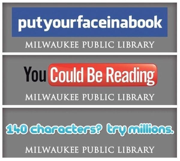 affichage pub d'une bibliotheque de milwaukee.
