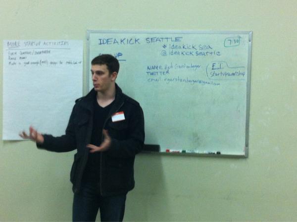 IdeakickSEATTLE's tweet photo. Rob is turning crowd sourced and custom images into games. #ideakickSEA http://t.co/XrFlCTMM