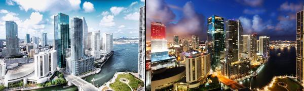 planomatic_sofl's tweet photo. Day and night view of downtown Miami. http://t.co/M7szodjY