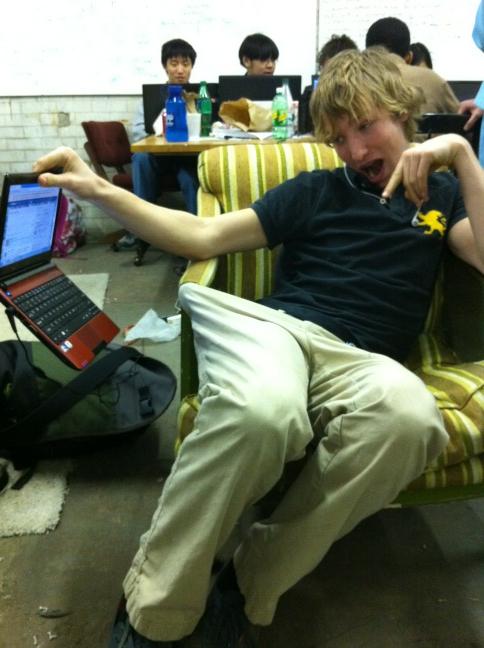 AtomicDragons's tweet image. Oops. @Cartpoop got stuck on a chair. #FRCproblems
