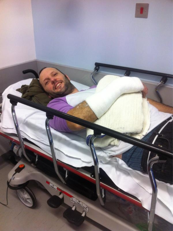 Broken wrist courtesy of a gap to feeble at Our House <a href="/madjont/">Jon Taylor</a>
