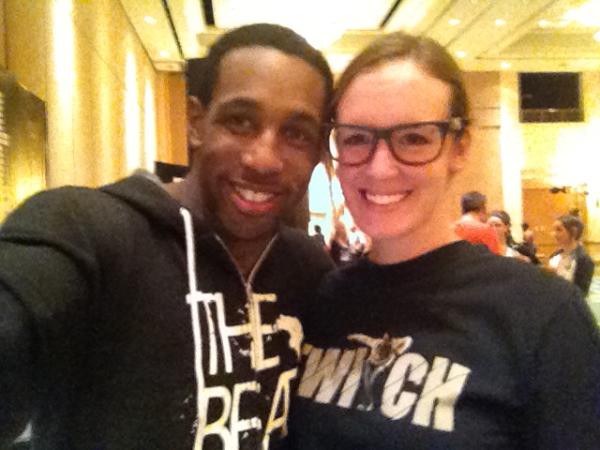 official_tWitch's tweet photo. @mrs_sensitive and I kicking it at @thebeatdance. Nice frames!!!! http://t.co/hEE486vA