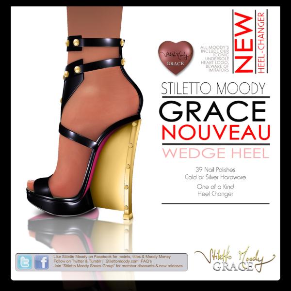 StilettoMoody's tweet photo. New #StiettoMoody GRACE Nouveau changes heels & metal Available at http://t.co/hFHADb1U #secondlife #sl (Wedge Shown) http://t.co/KqxaKWOP