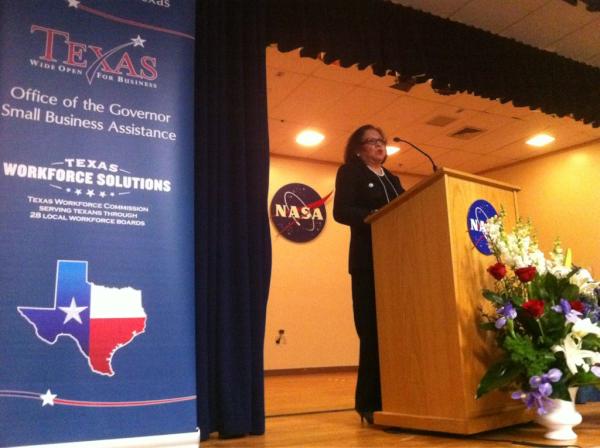GovAbbottPress's tweet photo. Texas Secretary of State Hope Andrade speaking at Johnson Space Center #TXGovBusForum http://t.co/Eju3I6Cs
