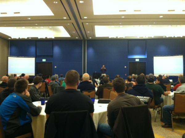 IBCMen's tweet photo. John Patton sharing his story at the IBC big man party. http://t.co/IIvbbpdK
