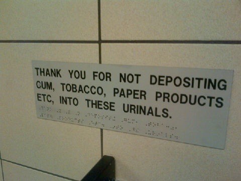 Sextranslator's tweet photo. You know your off the beaten path when you see this at a Rest Stop... 2 words RUN BITCH!(it's conveniently in Braille) http://t.co/GMCgB2d7