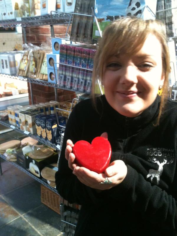 Exciting news - Emma our wonderful Deli manager passed her driving test & took delivery of our lovely <3 shaped cheese!