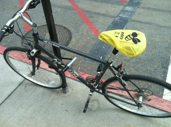 ntro's tweet image. Hey #ucla, just in time for the rain, we got your bike seats covered... Stay dry today!