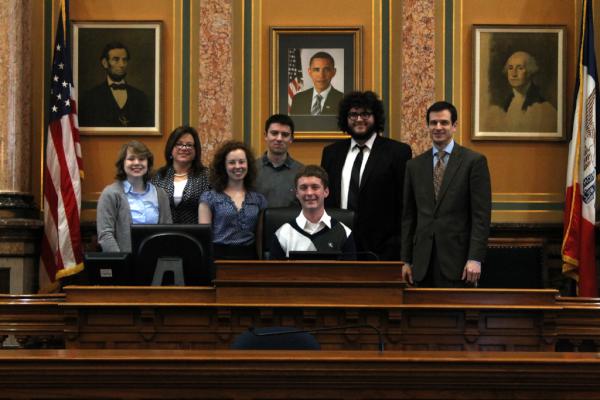 tylerolson's tweet photo. Talked w/ @a_nem @brandsgard Nick Conway, Austin Frerick & William Erixon of @CollegeDems re: voter photo i.d. #ialegis http://t.co/Ws07jcvH