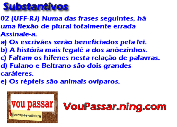 RedeVouPassar's tweet photo. QUESTÃO sobre Substantivos: http://t.co/EG0YUJxz