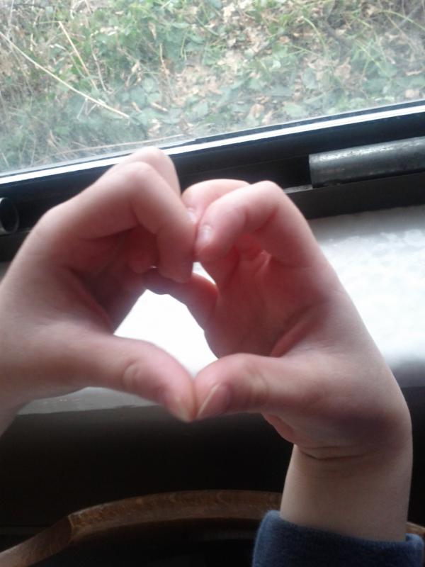 _Single_AF_'s tweet image. Three year old nephew making a heart with himself hands