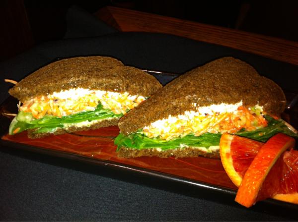 Lunch today chicken parm with linguini in a garlic cream OR citrus carrot and spinach salad with monforte chèvre