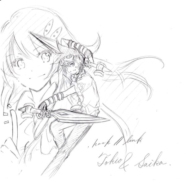 xephon_0401's tweet photo. 昨日ＲＴしていただいて描いた、.hack//linkのトキオさん！彩花ちゃん付き！(落書き過ぎだｗｗｗ http://t.co/y8beiTrw
