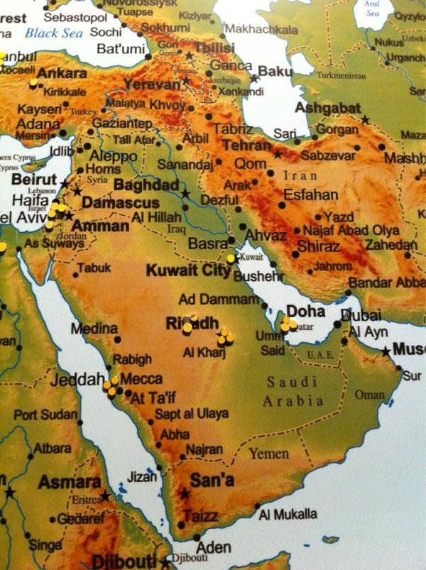 Map of the DaVinci machine's presence in the Middle East, Doha has 3! #FutureMed