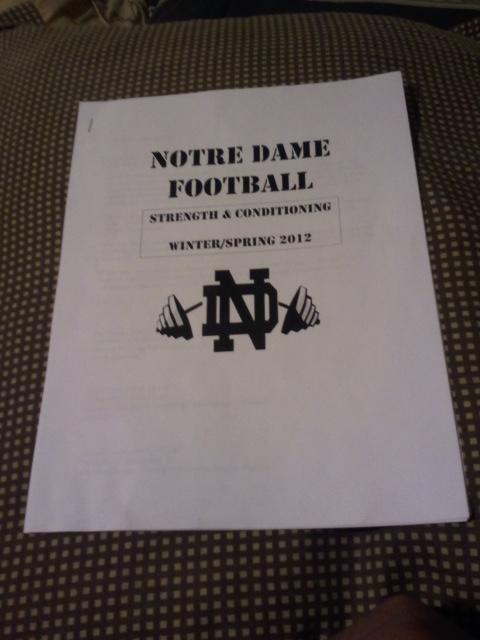 Yeah buddy! Time to train like a golden domer! #imready!