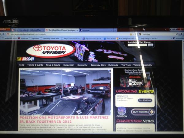 willkozak2's tweet photo. Final view of Toyota Speedway website http://t.co/iVk6kdXr