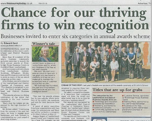 LBA2012's tweet image. Thanks @leatherheadnews for the great article in this week's paper! Visit LeatherheadAwards.com to enter #LBA2012
