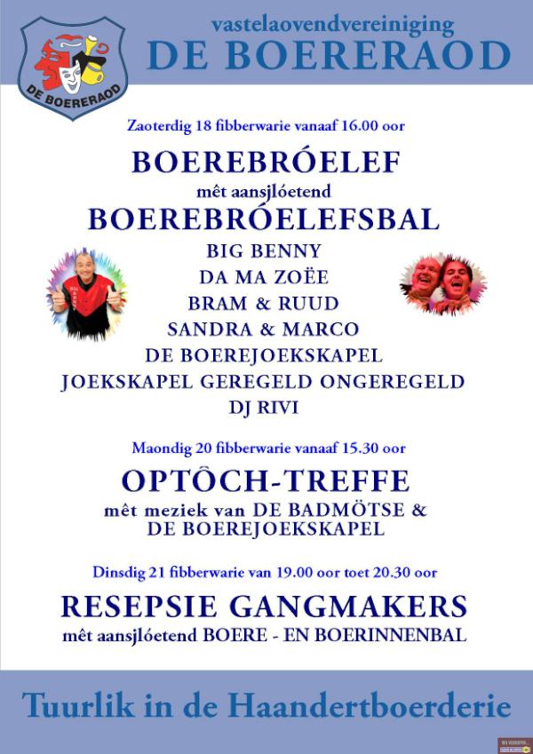 Het programma van vv De Boereraod. Zet het in je agenda en tot dan. Gezelligheid gegarandeerd.
