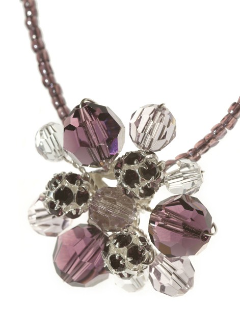 Collier mariage Iris violet avec cristal SWAROVSKI® ELEMENTS & boules de cristal coloris amethyst bit.ly/zU20he