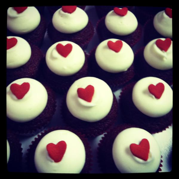 trubatesLA's tweet photo. #TriviaTuesday: 15% of US women send themselves flowers on Valentine's Day. We at Trubates had red velvet cupcakes :) http://t.co/MjxmyJtP
