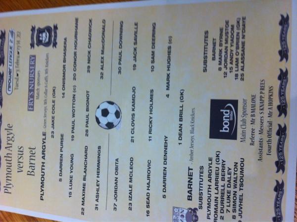 Argyle's tweet photo. Tonight's #pafc team sheet - no Walts, no Juve http://t.co/D8vh2TGV