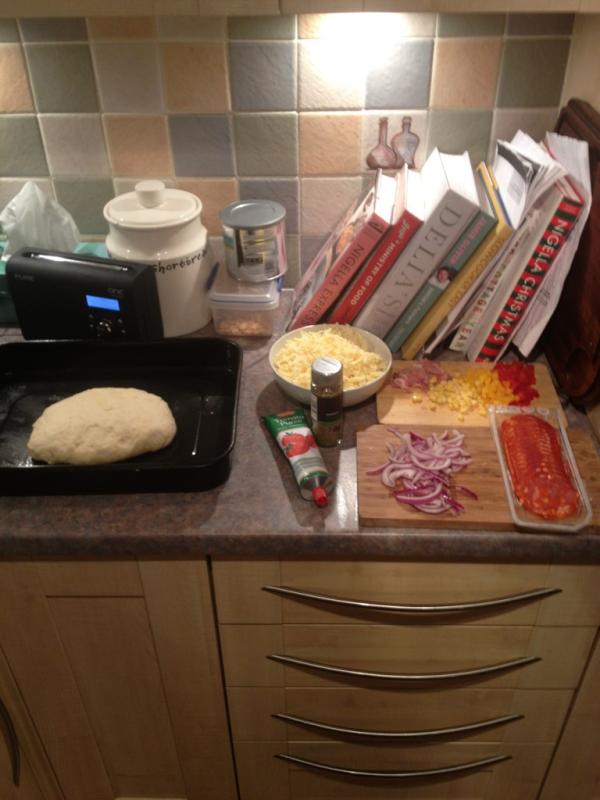 Pizza from scratch pre topping phase @dhirst4 #bigladsontour #meatfeast #chcolateonapizza?