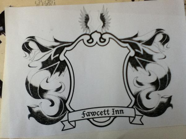 laidback_illo's tweet photo. The work in progress that is the fawcett inn pub sign http://t.co/X3RV4MOB