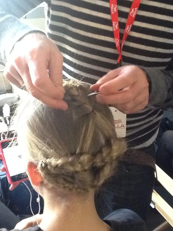 The model's hair is made into intricate braids before the hair pieces are attached. #NYFW <a href="/WellaHairUSA/">Wella USA</a>