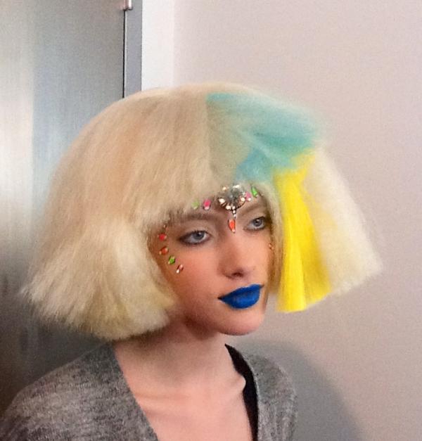 Final look from the Jeremy Scott show - inspired by Avatars. <a href="/WellaHairUSA/">Wella USA</a> #NYFW