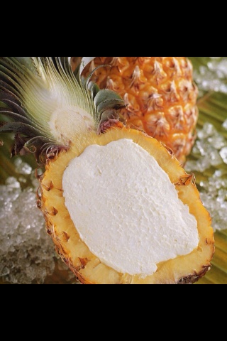 AutoGelato's tweet image. Pineapple sorbet in it's natural shell. Shot of rum, poolside Vegas style
