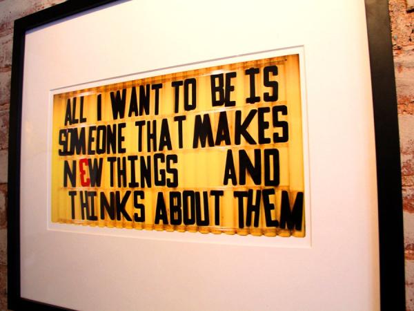 anthonylong's tweet image. AOL Ventures sign: "All I want to be is someone that makes new things and thinks about them".  read.bi/zblB4j