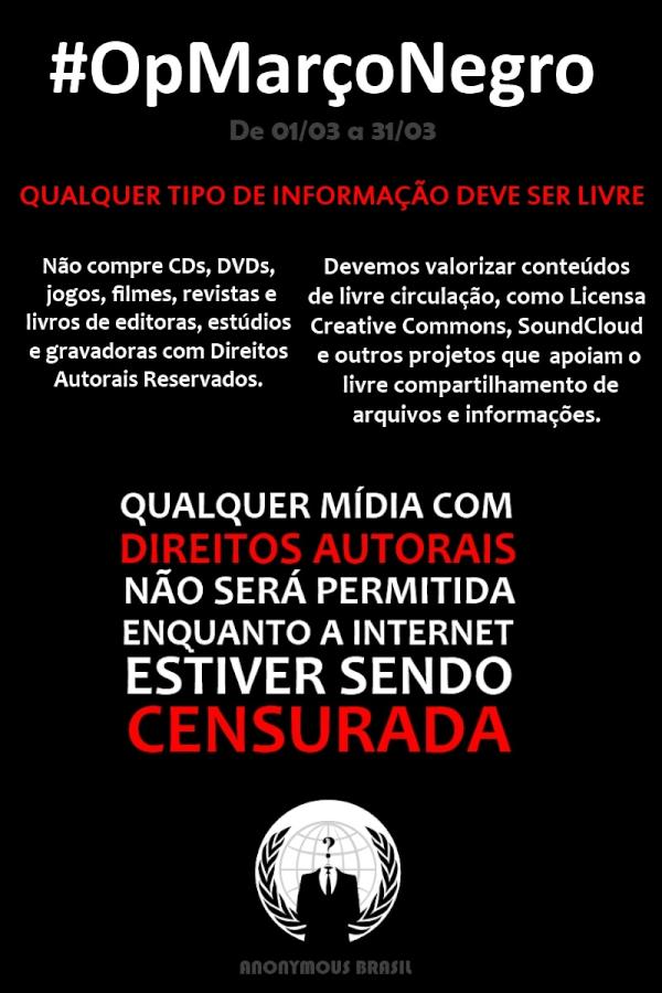 AnonIRC's tweet photo. #RT | Operação Março Negro | #OpMarçoNegro | Qualquer tipo de informação deve ser livre : http://t.co/h0odeOp3