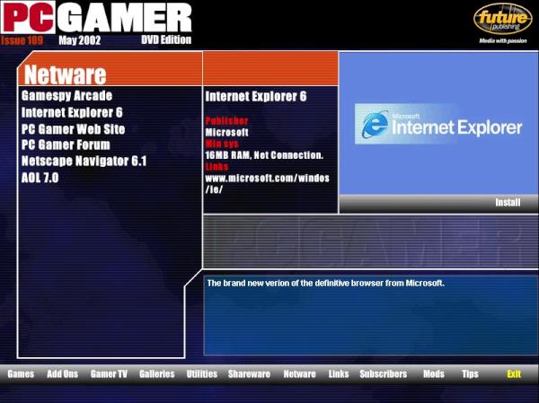 devigner76's tweet image. Spring cleaning produced a 2002 @pcgamer dvd, hard to believe ie6 was ever considered to be new or definitive