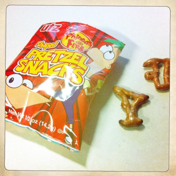 mpit1's tweet image. You know you're a parent to a toddler when you have Phineas and Ferb shaped snacks for lunch.