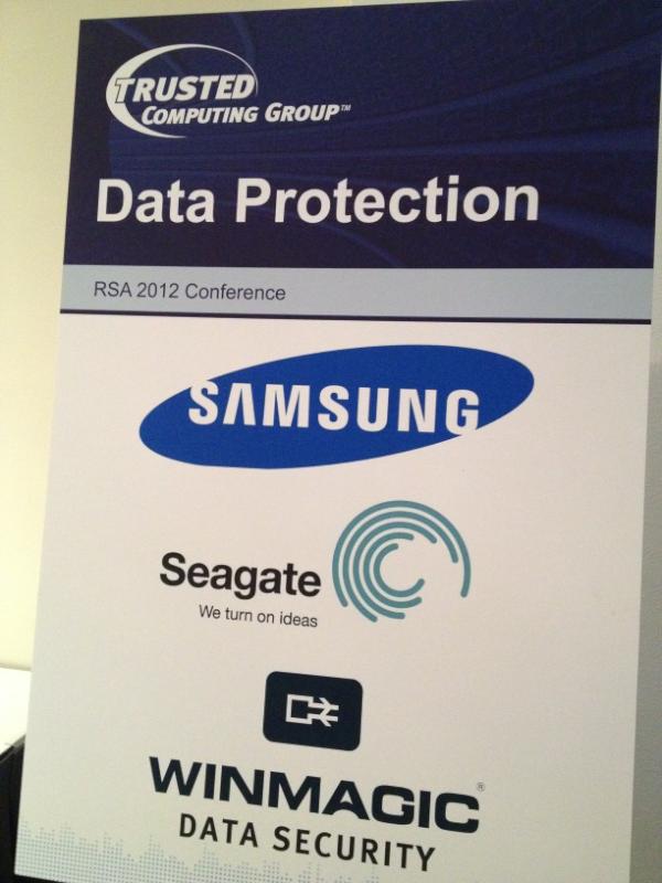 TrustedComputin's tweet image. #trustedcomputinggroup members #rsac showing self-encrypting SSDs 4 faster perf., more reliability, low power
