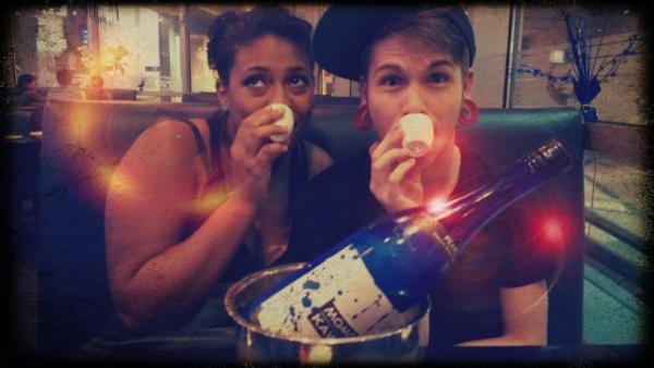 GarrettEcstasy's tweet photo. Sake allllll night with my bitchhh http://t.co/JipKDv77